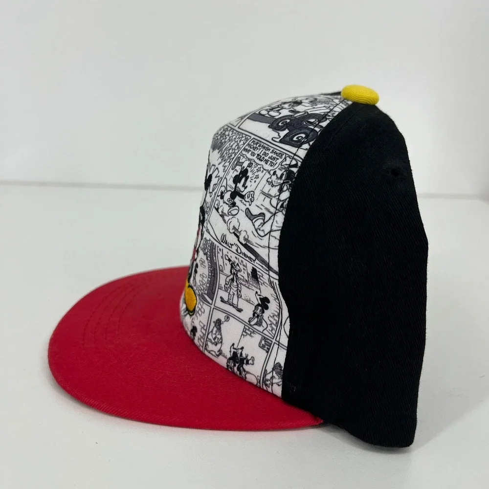 Disney Mickey Mouse Boys Comic Strip Snapback Hat Black Red White
